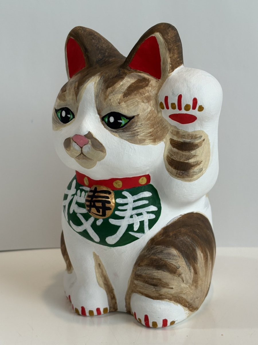 絵付け招き猫「授寿」